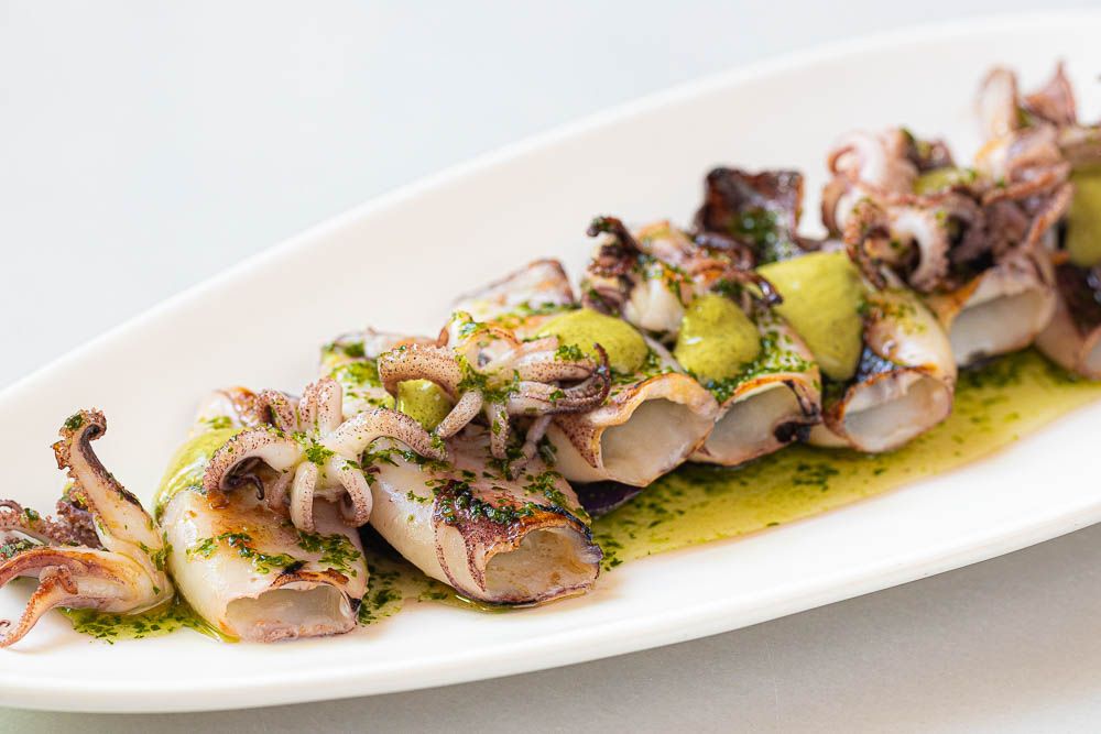 Grilled squid with potatoes