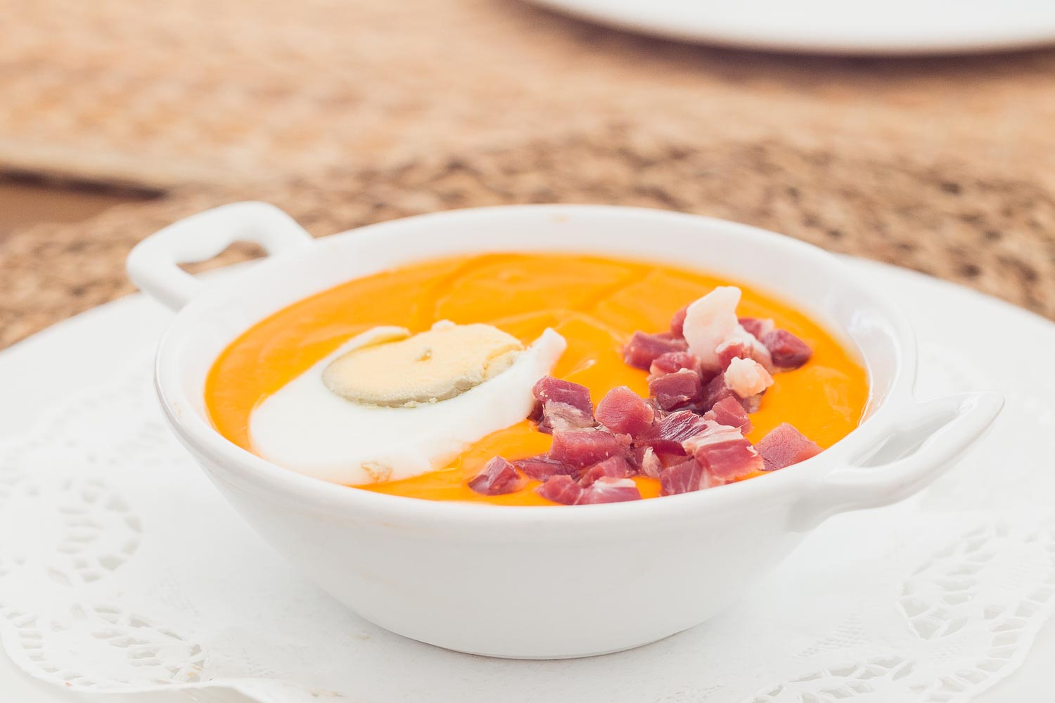 Salmorejo With ham and cooked egg