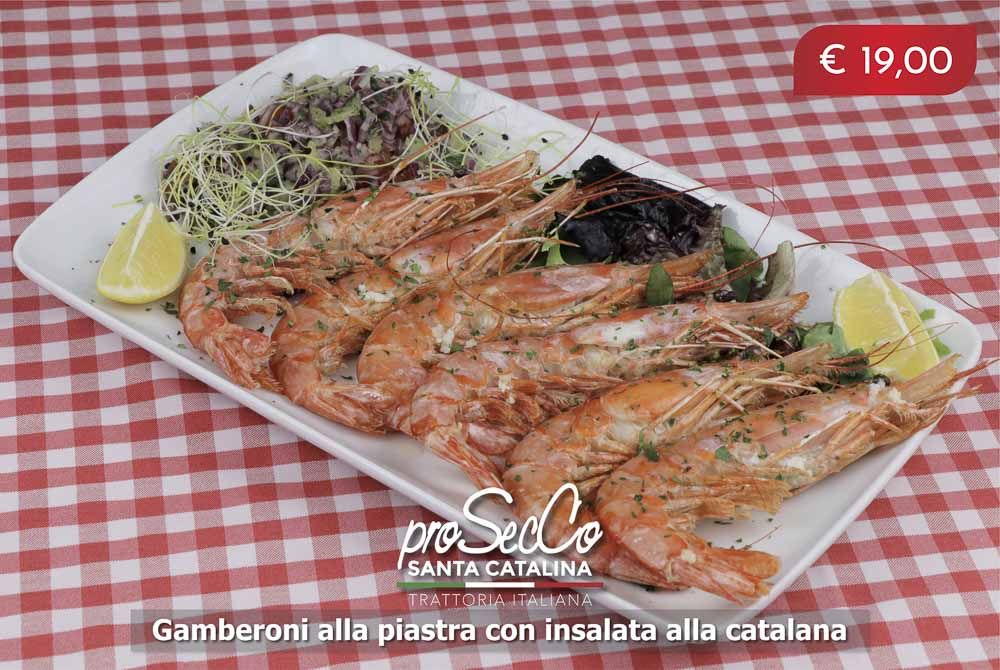 Grilled prawns with Catalan salad