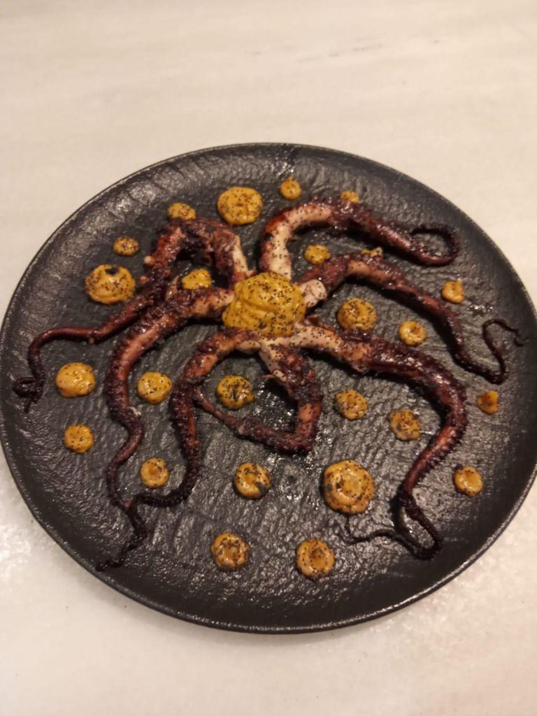Grilled octopus on sobrasada cream
