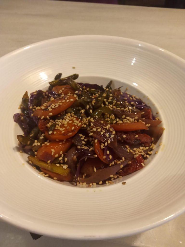 Sauteed vegetables and toasted sesame