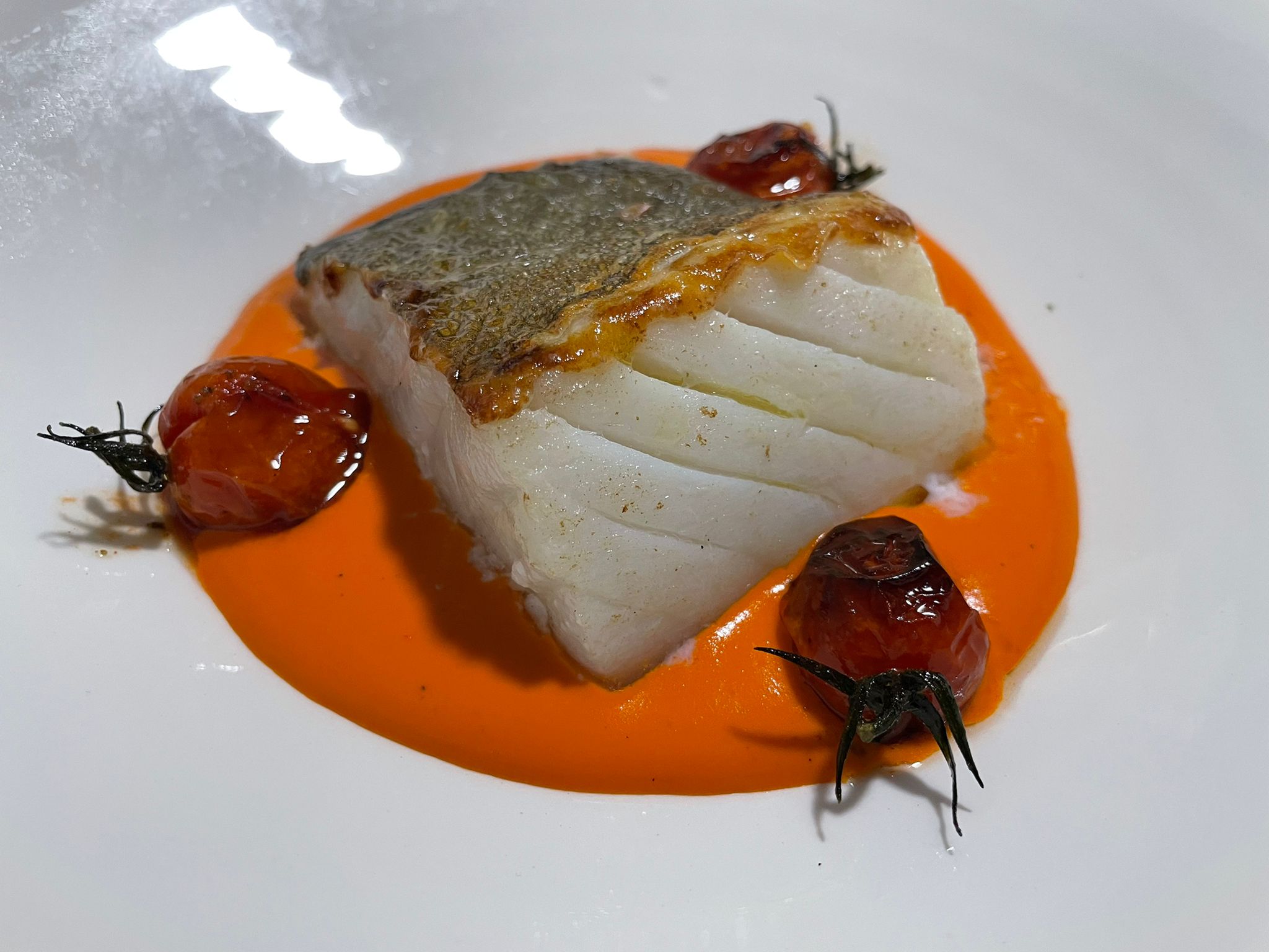 Cod loin with piquillo peppers
