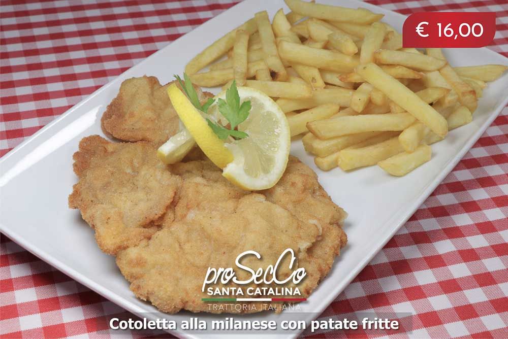 Milanese cutlet with fried potatoes