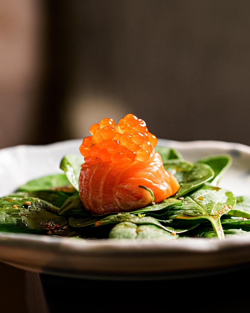 Spinach Salad with Salmon Flower