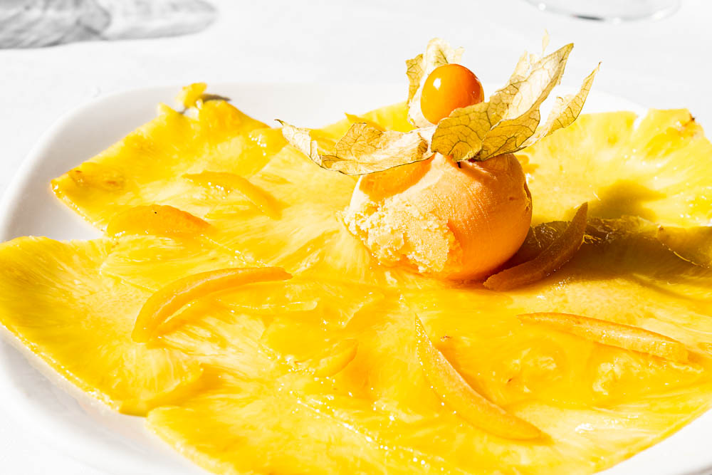 Pineapple Carpaccio with Tangerine Sorbet