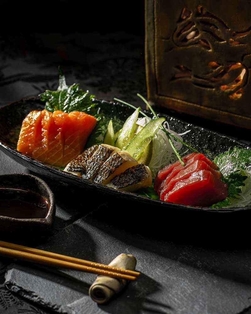 assortment of sashimi