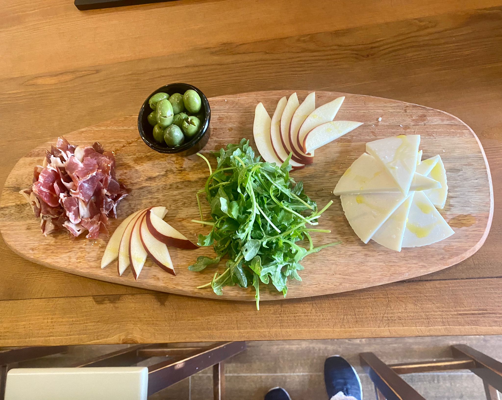 Board of Iberian Ham, Payoyo Cheese, olives and Seasonal Fruits