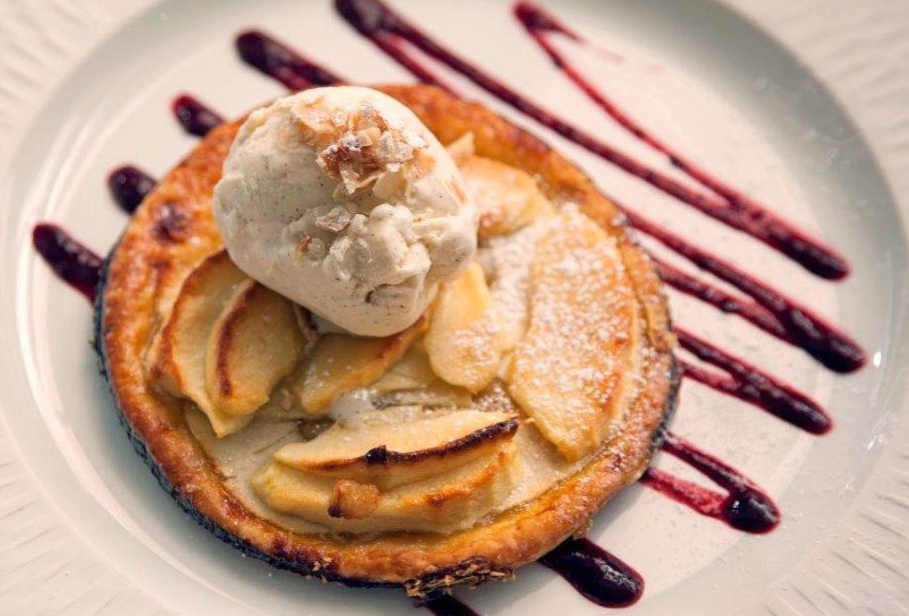 Thin Warm Apple Pie with Vanilla Ice Cream